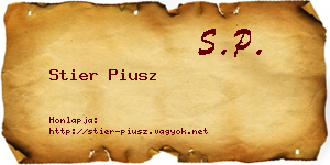 Stier Piusz névjegykártya